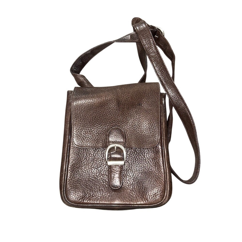 Eddie Bauer Crossbody Organizer Bag Womens Brown Flap Buckle Adjustable